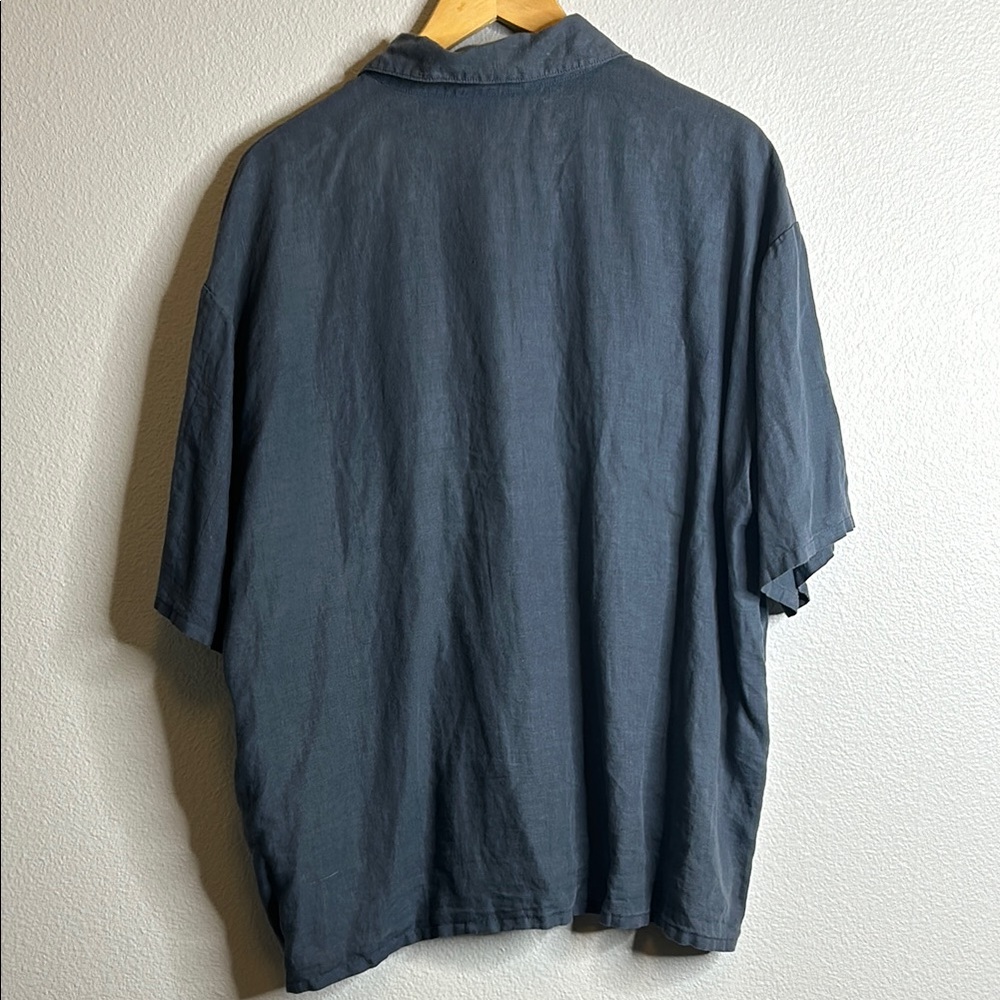 bryn Walker 100% linen Blue Casual Button Down Shirt - Picture 6 of 6